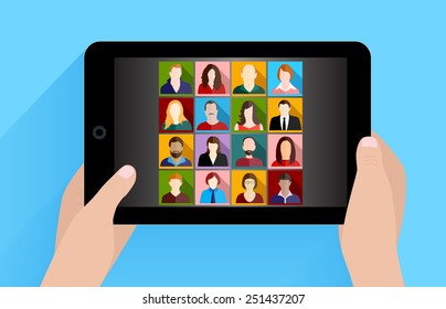 social network on tablet computer