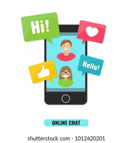 Social Network and online chat concept.