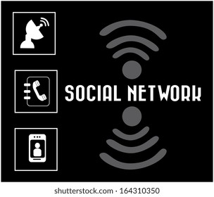 social network over black background vector illustration  