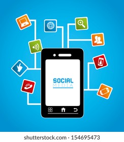 social network  over blue background vector illustration