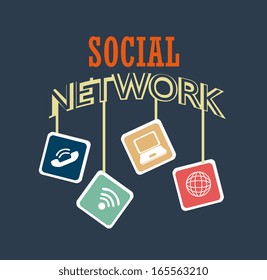 social network over blue  background vector illustration 