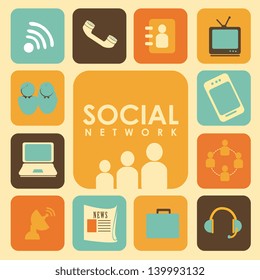 social network over cream background