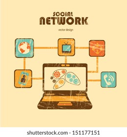 social network over cream  background vector illustration