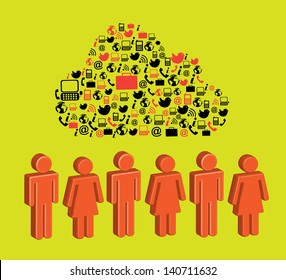 social network  over green background vector  illustration