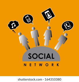 social network over orange  background vector illustration 