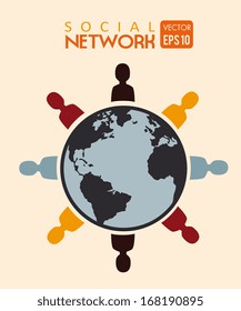 social network over pink background vector illustration