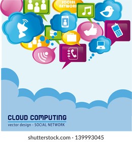 social network over sky background vector illustration