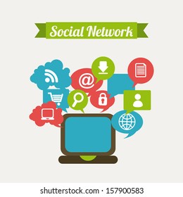 social network over white background vector illustration 