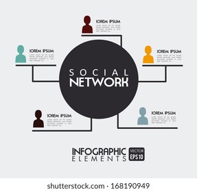 red social sobre ilustración vectorial de fondo blanco