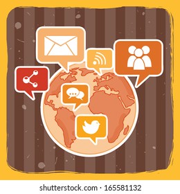 social network over yellow background vector illustration 