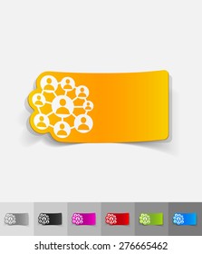 social network paper sticker with shadow. Vector illustration