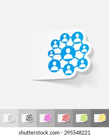social network paper sticker with shadow. Vector illustration