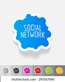social network paper sticker with shadow. Vector illustration