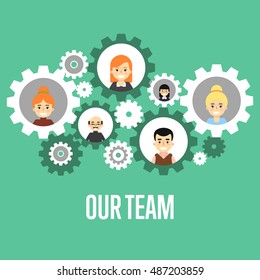 Social network people and social network collaboration map. Community of social people networking concept