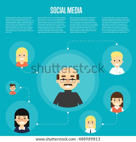 Social network people and social network collaboration map. Community of social network people.