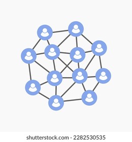 Social network, people connected by nodes. Global marketing strategy.