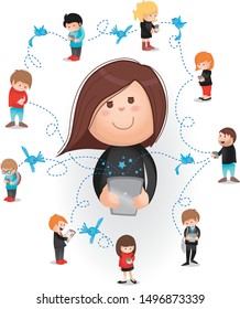 social network people connected vector 