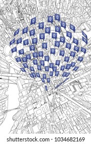 Social network, people connecting all over the world.