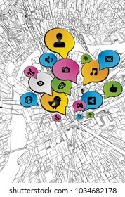 Social network, people connecting all over the world.