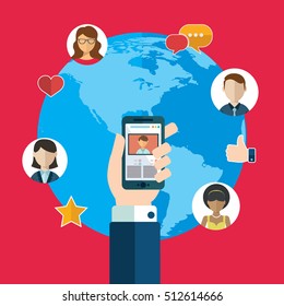 Social network, people connecting all over the world.