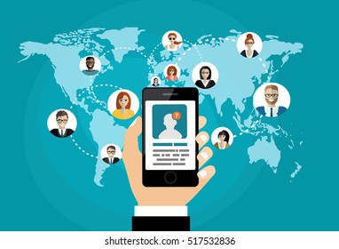 Social network, people connecting all over the world.