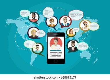 Social network, people connecting all over the world.