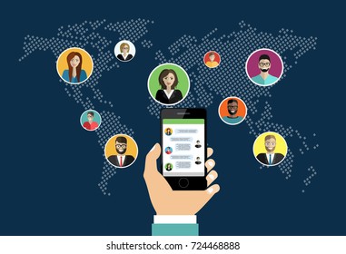 Social network, people connecting all over the world.