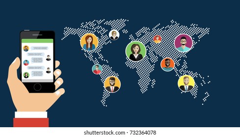 Social network, people connecting all over the world.
