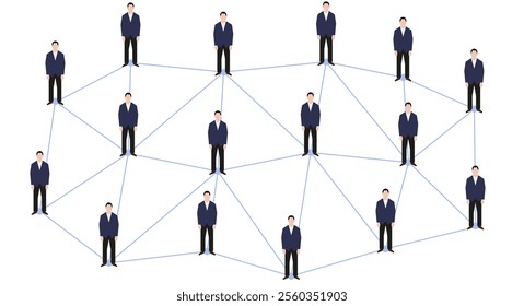 Social network people structure. Business process. Flat vector illustration isolated on white background.