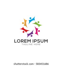 Social network people unity logo design