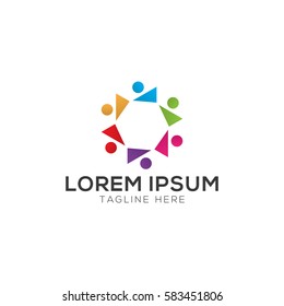 Social network people unity logo design