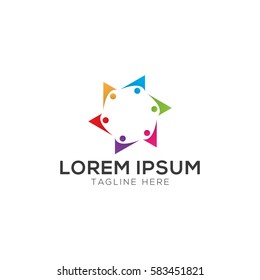 Social network people unity logo design