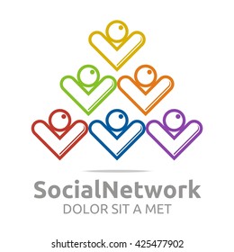 Social Network with People Working Together Partnership Community Colorful Union Icon Simple Elements 