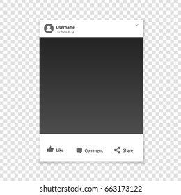 Social network photo frame for friends internet sharing. Vector template