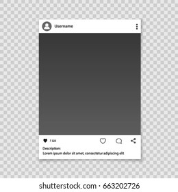 Social network photo frame for friends internet sharing. Vector template