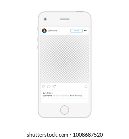 Social Network Photo Frame On Smart Phone. Inspired By Instagram. Decorative Template Framework. Insert Your Picture. Vector Illustration. EPS 10.
