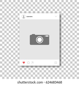 Social network photo frame. Post template framework. Insert your picture. Vector illustration.