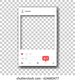 Social network photo frame. Post template framework. Insert your picture. Vector illustration.