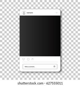 Social network photo frame. Post template framework. Insert your picture. Vector illustration.