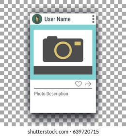 Social Network Photo Frame With Shadow Vector Illustration