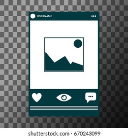 Social network photo frame template isolated on transparent background. Vector illustration.