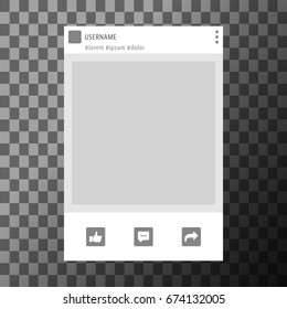 Social network photo frame template isolated on transparent background. Vector illustration.