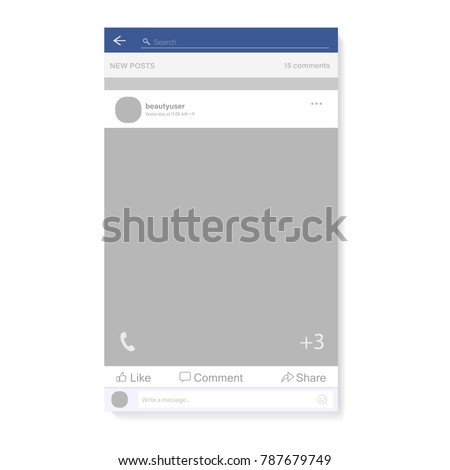 Social network photo, post frame vector illustration. Inspired by Facebook and other social resources. Mock up Vector illustration Modern design of news. Vector illustration