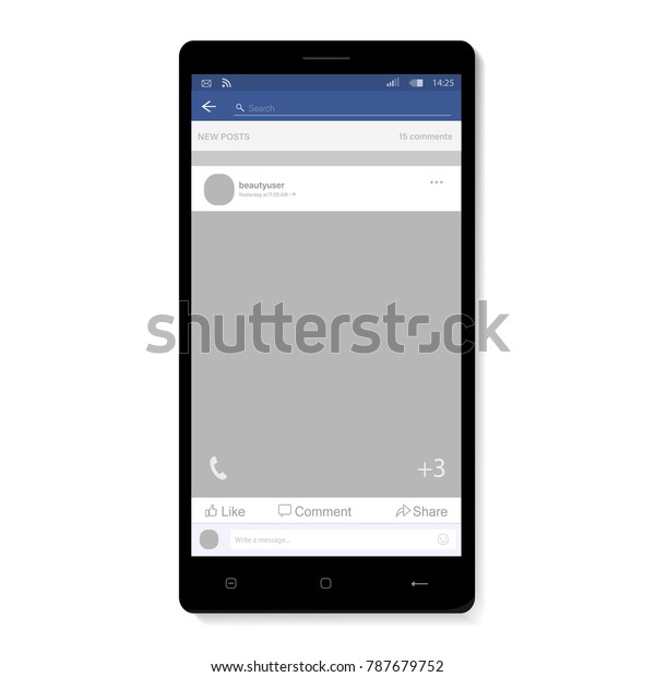 ソーシャルネットワークの写真 スマートフォンのフレームベクター画像イラスト Facebook やその他のソーシャルリソースに刺激を受けた ニュースのモックアップベクターイラストモダンデザイン ベクターイラスト のベクター画像素材 ロイヤリティフリー