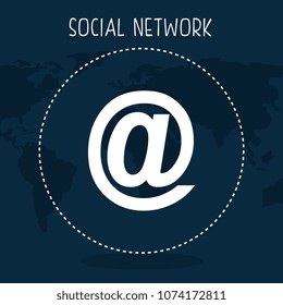 social network with planet and arroba
