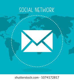 social network with planet and envelope