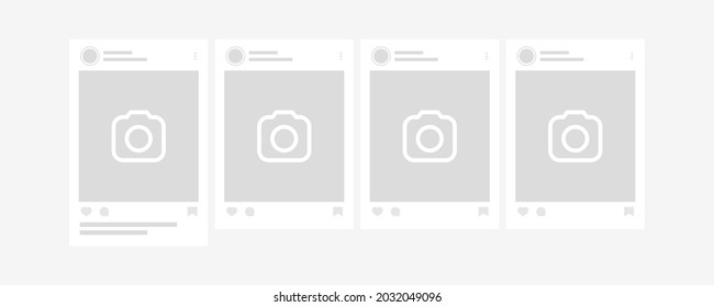Social network post mockup template. Carousel interface posts with photo ads banners.