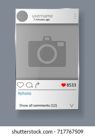 Social network post and photo frame. Vector illustration.