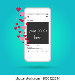 Social network post place for photo mockup template smartphone.