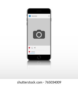 Social network post place for photo mockup template smartphone.
